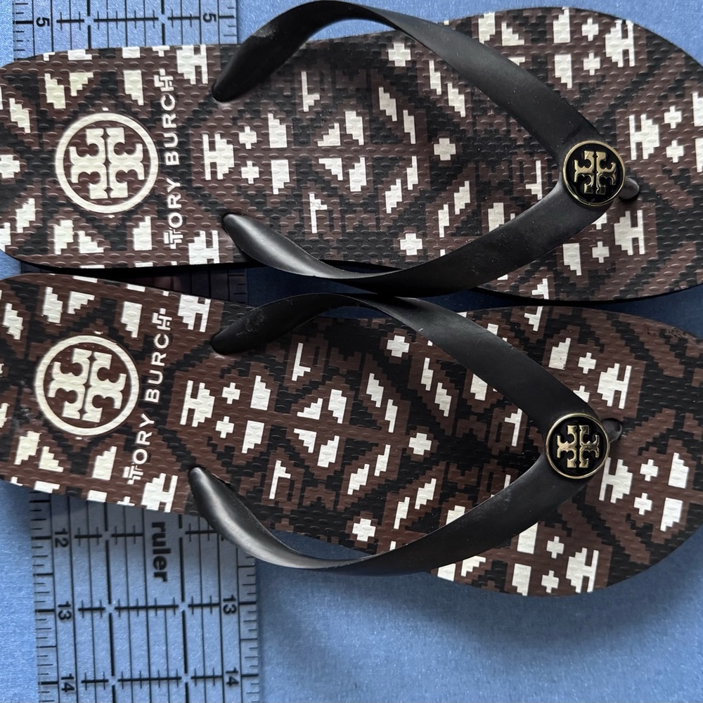 Tory Burch Black/Brown Flip Flops